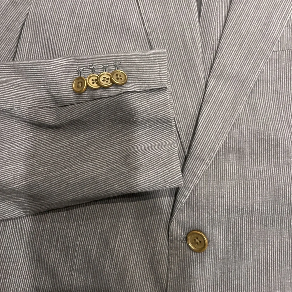 Banana Republic Sport Coat Men's 40R Blue Striped Suit Jacket Unstructured Slim